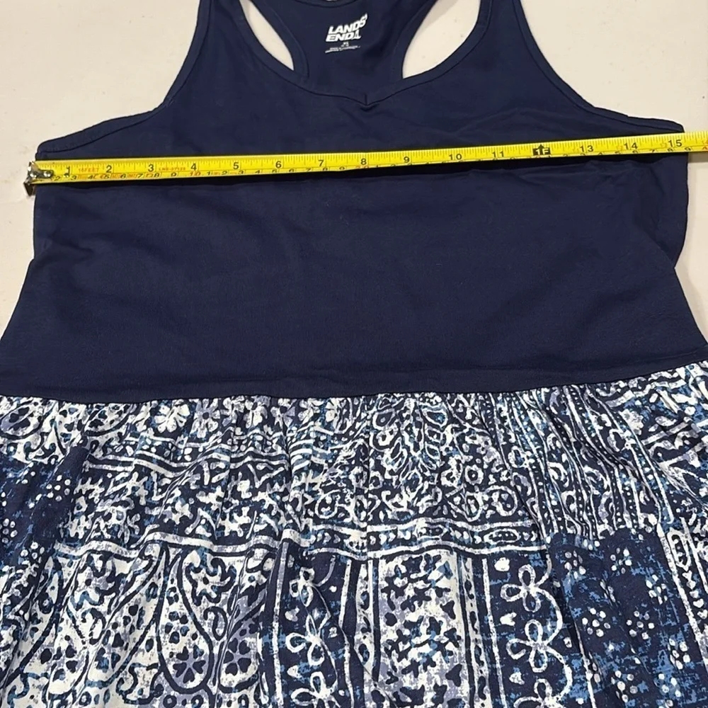 Land’s End girls dress / swim cover up.  Size XL (14-16).  Navy and white.